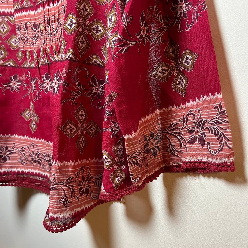 Denim & Supply‎ Ralph Lauren Boho Peasant Blouse Red Paisley Size Large Cottage - Picture 6 of 8